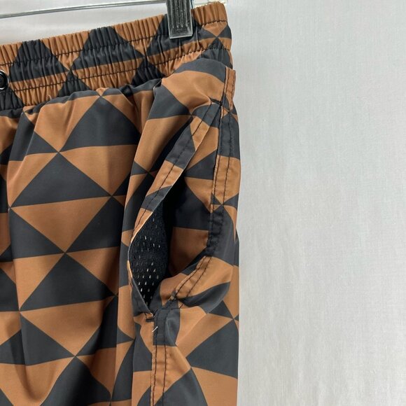 Maison Article Shorts Men S Drawstring Mesh Lined Triangle Geometric Brown Black - Picture 6 of 12